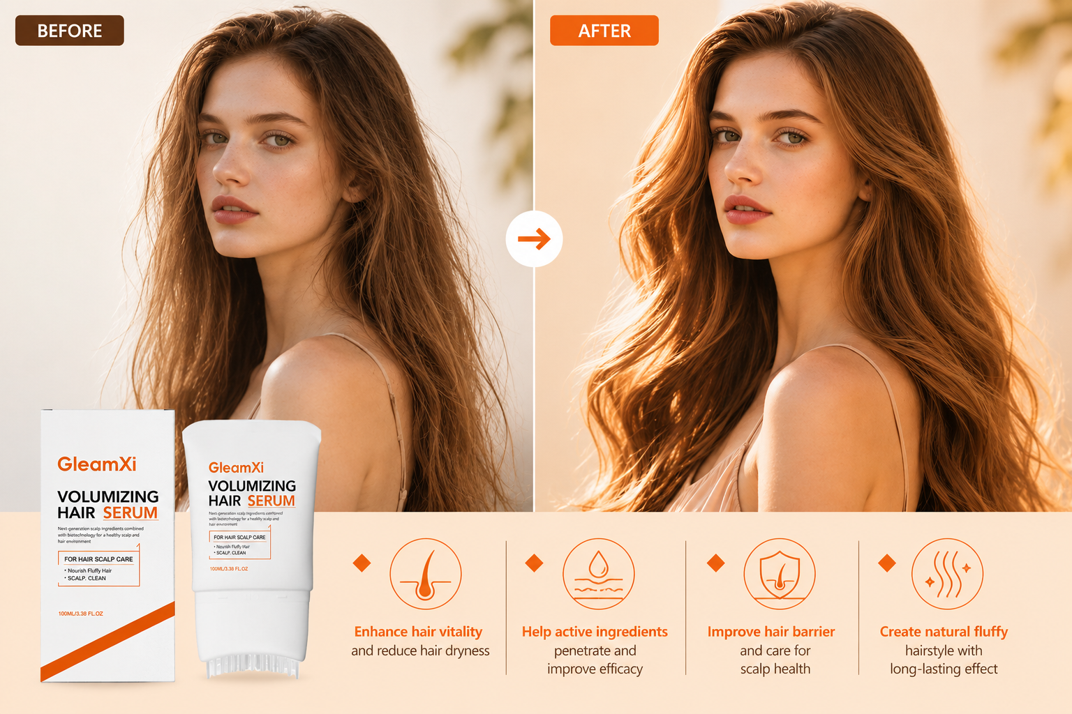 Hair Growth Serum with Built-in Scalp Brush Applicator